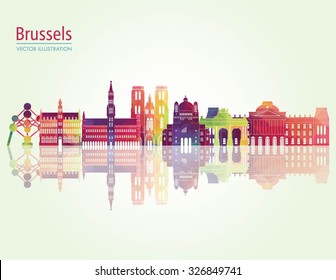 Brussels skyline detailed silhouette. Vector illustration