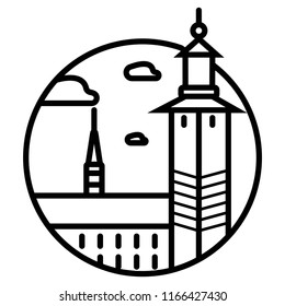 Brussels skyline, monochrome silhouette. Vector