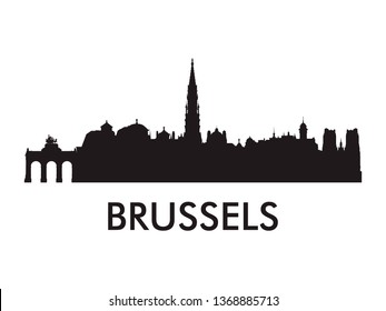 Brussels skyline silhouette vector of famous places