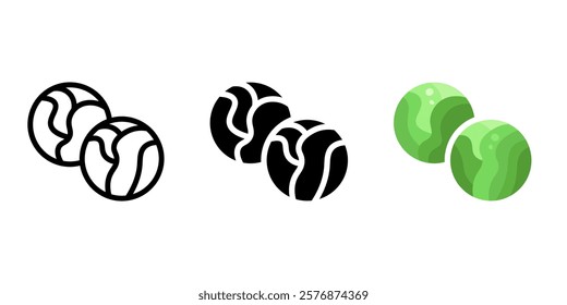 Brussels sprout icon. Cabbage sign. Vegetable crucifers symbol. Salad ingredient pictogram. Healthy eating and dieting illustration.