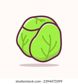 Brussels Sprout Vegetable Flat Illustration, Vegetable healthy food vector illustration