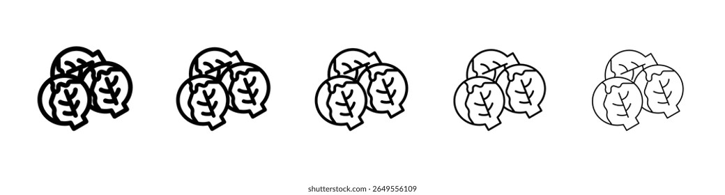 Brussels sprouts Cabbage icon black and white vector sign