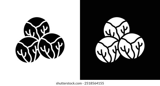 Brussels sprouts Cabbage icon Flat fill set collection