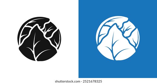 Brussels sprouts Cabbage icon Flat vector set outline