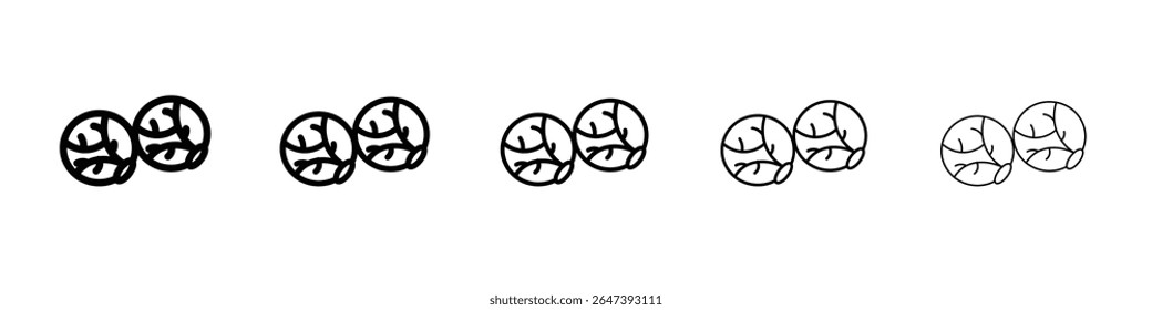 Icono de coles de Bruselas Icono de repollo conjunto de ilustración plana logo
