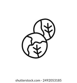 Icono de repollo con colección en fondo blanco y negro