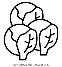 Brussels sprouts Cabbage icon Outline isolated logo mark
