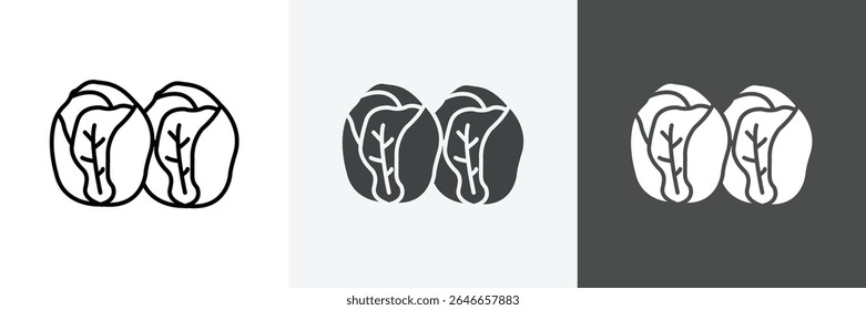 Brussels sprouts Cabbage icon set vector art