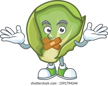 Brussels sprouts cartoon character style with silent gesture