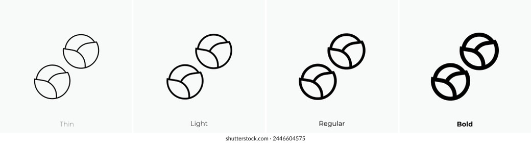 brussels sprouts icon. Thin, Light Regular And Bold style design isolated on white background