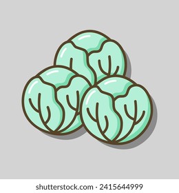 Icône vectorielle de création isolée germes de Bruxelles. Signe de légumes. Symbole graphique pour le site Web sur les aliments et boissons, la conception d'applications, les applications mobiles et les supports imprimés, le logo, l'interface utilisateur