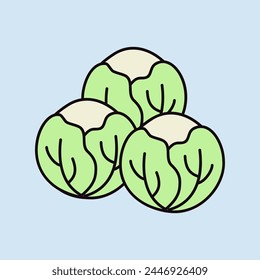 Brussels sprouts isolated design vector icon. Vegetable sign. Graph symbol for food and drinks web site, apps design, mobile apps and print media, logo, UI