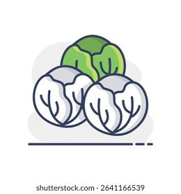 Brussels sprouts isolated design vector icon. Vegetable sign. Graph symbol for food and drinks web site, apps design, mobile apps and print media, logo, UI
