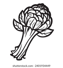Brussels sprouts silhouette. Black flat color line art simple elegant white background Brussels sprouts vegetable vector and illustration.