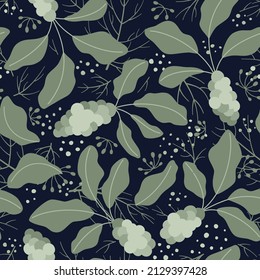 Brussels sprouts and spicy herbs flat vector seamless pattern. Illustration of vitamin fresh vegetables and spices. Background on the theme of cooking, healthy products, vegan food.