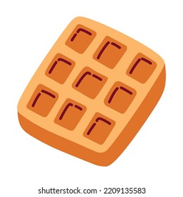 Brussels waffle icon, vector doodle illustration of Belgian waffle, pastry product for breakfast, sweet snack, isolated colored clipart on white background