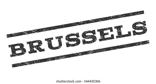 Brussels watermark stamp. Text caption between parallel lines with grunge design style. Rubber seal stamp with scratched texture. Vector gray color ink imprint on a white background.