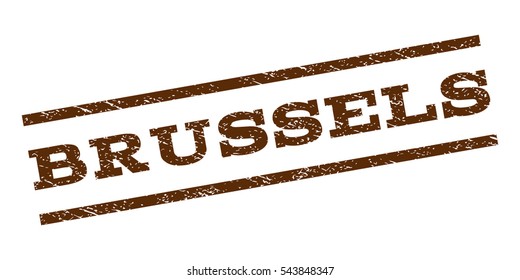 Brussels watermark stamp. Text tag between parallel lines with grunge design style. Rubber seal stamp with dust texture. Vector brown color ink imprint on a white background.