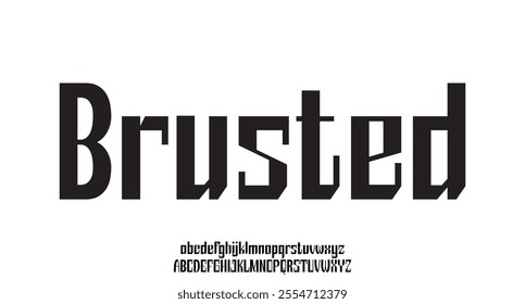 Brusted, Modern Tech  Futuristic and sans serif Font. Regular Italic Uppercase Lowercase Typography urban style alphabet fonts for fashion, sport, technology, digital, movie, vector illustration
