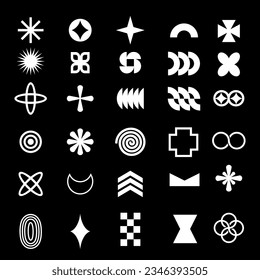 brutal element vector set icon black and white editable