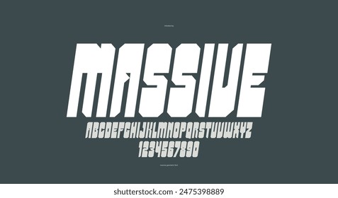Cuadrado geométrico brutal y fuente geométrica de Vector fuerte y audaz para logos y emblemas, tipo de letra de exhibición para carteles, alfabeto de letras gruesas y pesadas en estilo moderno, versión en cursiva.