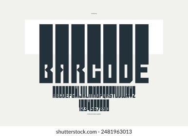 Brutal geometric square and bold and strong vector geometric font for logos and emblems, display typeface for posters, heavy and thick letters alphabet in modern style.