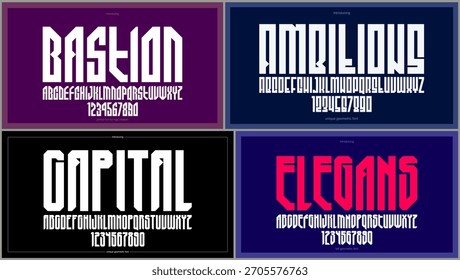 Conjunto de Fuentes de Vector geométricas brutales, tipografías audaces y masivas, colección fuerte y pesada, útil para la creación de logotipos, conjunto de letras urbanas.