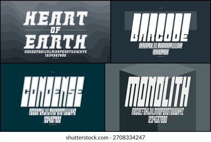 Conjunto de Fuentes de Vector geométricas brutales, tipografías audaces y masivas, colección fuerte y pesada, útil para la creación de logotipos, conjunto de letras urbanas.