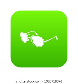 Brutal glasses icon green vector isolated on white background
