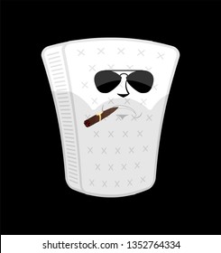 Brutal hard Mattress Serious isolated. squab with cigar emoji Cartoon Style