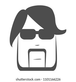Brutal hipster face silhouette with sunglasses, mustache and goatee beard. Vector illustration.