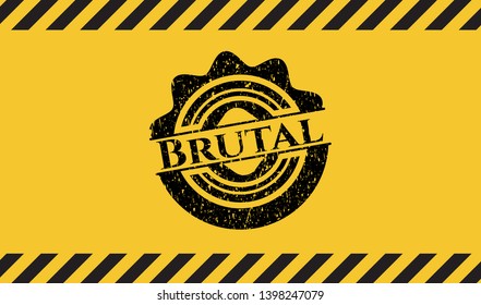 Brutal inside warning sign, black grunge emblem. Vector Illustration. Detailed.