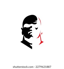diseño de logotipo de cabeza de hombre brutal