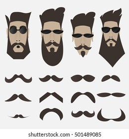 A brutal man. Hipster in dark glasses,  fashionable guy print t-shirt