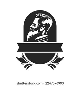 Logo de un hombre brutal. Puede convertirse en un elemento de diseño simple pero poderoso para una barbería o salón.