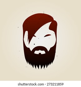 brutal man's face in isolation. stylish beard, mustache and hair. vector illustration