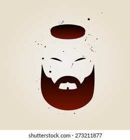 brutal man's face in isolation. stylish beard, mustache and hair. vector illustration
