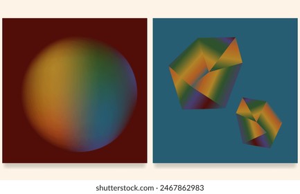 Brutal, minimalist mash gradient posters with rainbow vibes and stylish moody colors. for social media, covers, backgrounds, sale flyers