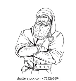 Brutal Santa Claus cartoon style vector illustration