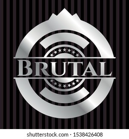 Brutal silvery shiny badge. Vector Illustration. Mosaic.