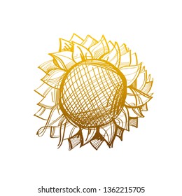 Brutal style Alice in Wonderland collection. Doodle sunflower on a white background.