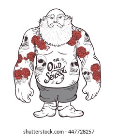 brutal tattoo man with a beard