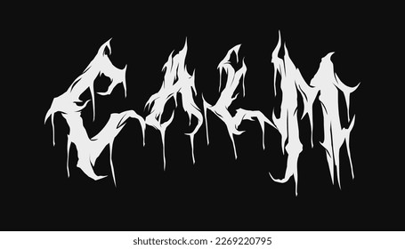 Brutal Text Design Calm with Sharp Abstract Branch Font. Horror Style Graphic for Edgy Fashion, Album Covers, Poster Design, and Band Merch
