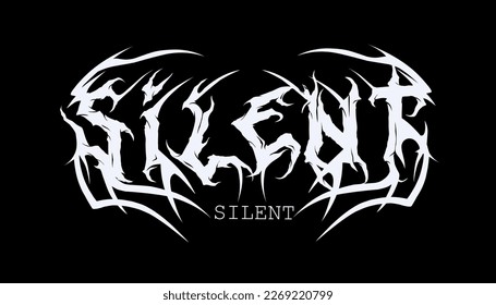 Brutal Text Design Silent with Sharp Abstract Branch Font. Horror Style Graphic for Edgy Fashion, Album Covers, Poster Design, and Band Merch