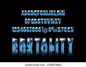 Brutal typeface, alphabet Vector illustration