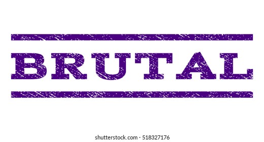 Brutal watermark stamp. Text caption between horizontal parallel lines with grunge design style. Rubber seal stamp with scratched texture. Vector indigo blue color ink imprint on a white background.