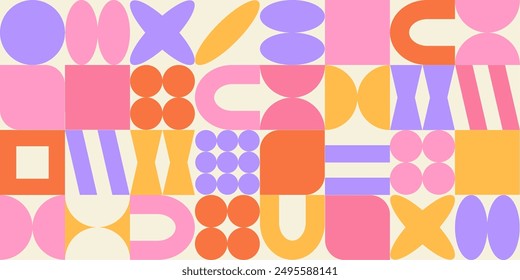 Brutalism abstract background. Simple geometric shapes, vector illustration