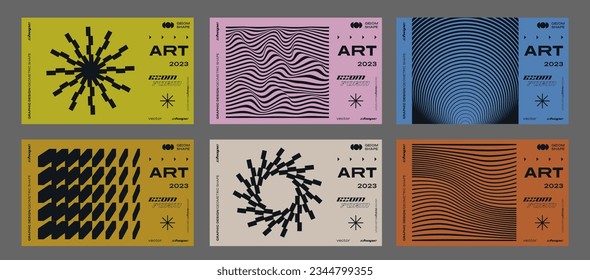 Brutalism Abstract Geometric Background. Modern Bauhaus Pattern.  Geometrical Artwork. Vector Shape.