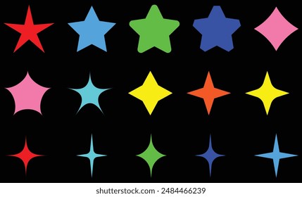 Brutalism abstract geometric shapes. colorful Brutalist Y2K minimalist basic figures, star, plants, lines, circles, hexagonal and flower modern Swiss memphis design isolated