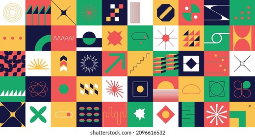 Brutalism abstract shapes. geometric elements, trendy forms. Vector set